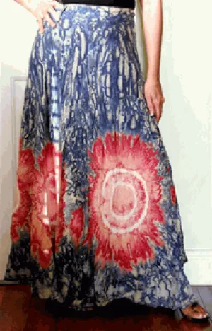 100% Fine Rayon Wrap Skirt ! Tie-Dye Print ! One Size Fits Most !