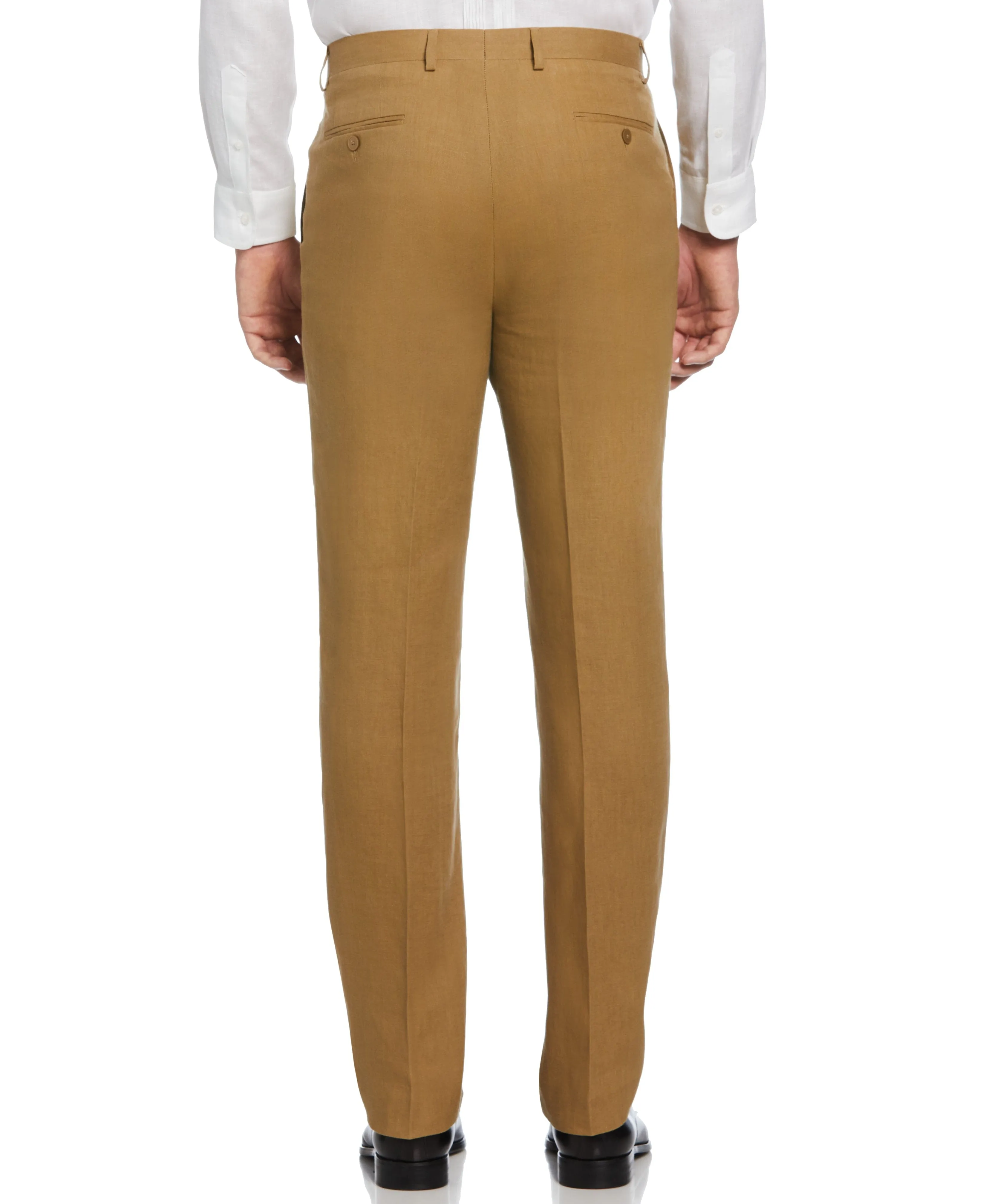 100% Linen Solid Flat Front Pant