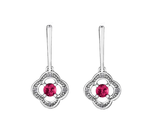 10k White Ruby and Diamond Long Drop Earring