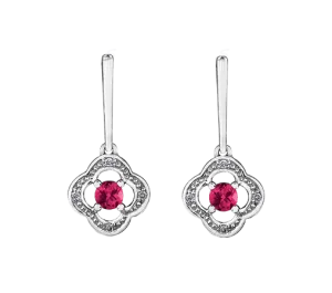 10k White Ruby and Diamond Long Drop Earring