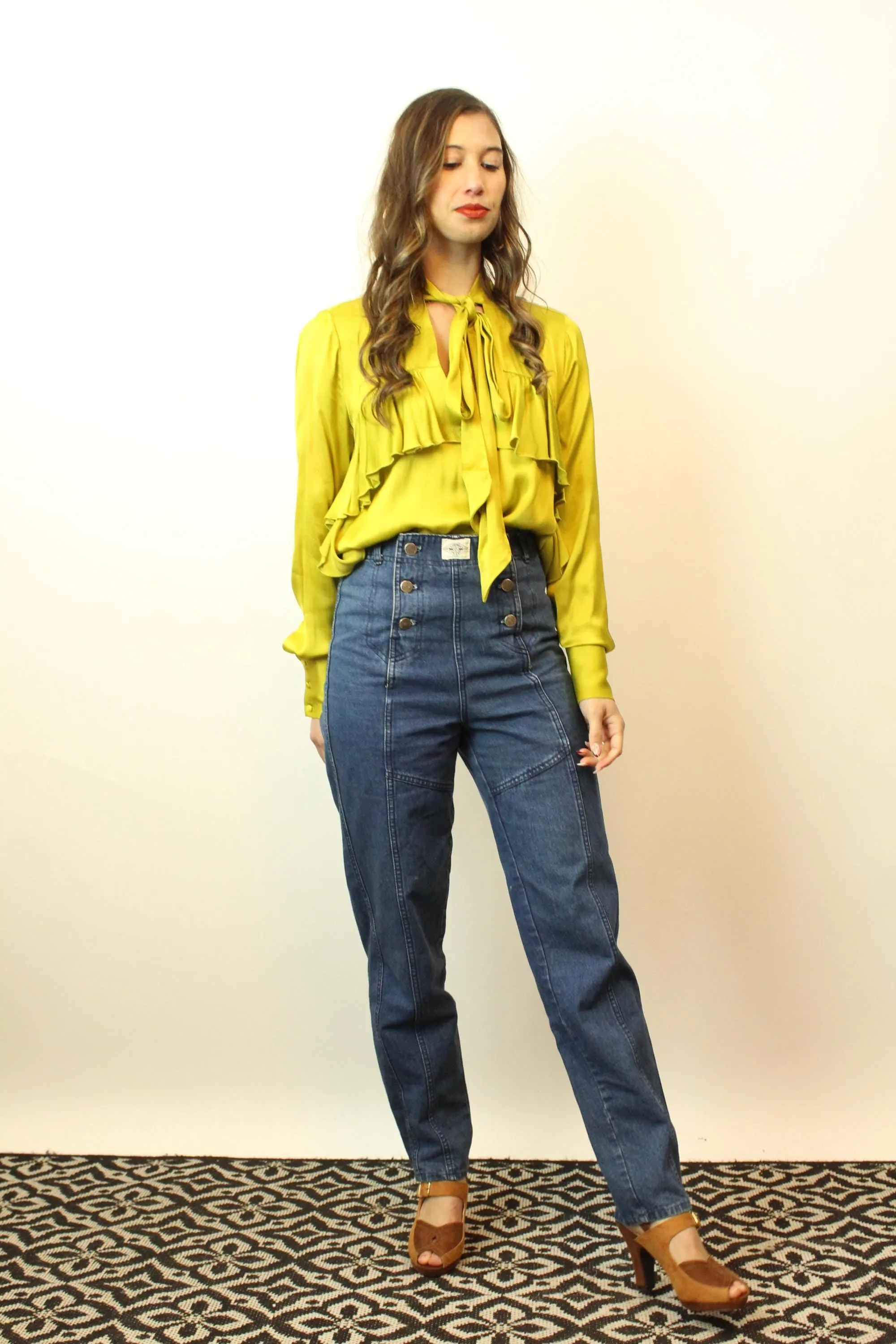 1970s CHEMIN DE FER lace up sailor jeans denim 30" waist | new fall winter