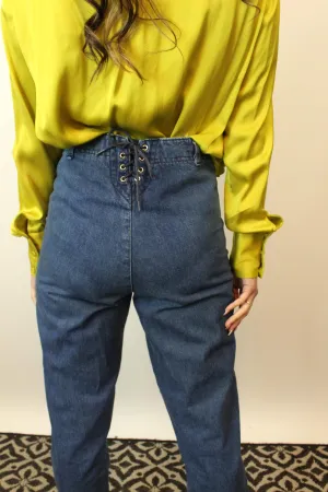 1970s CHEMIN DE FER lace up sailor jeans denim 30" waist | new fall winter