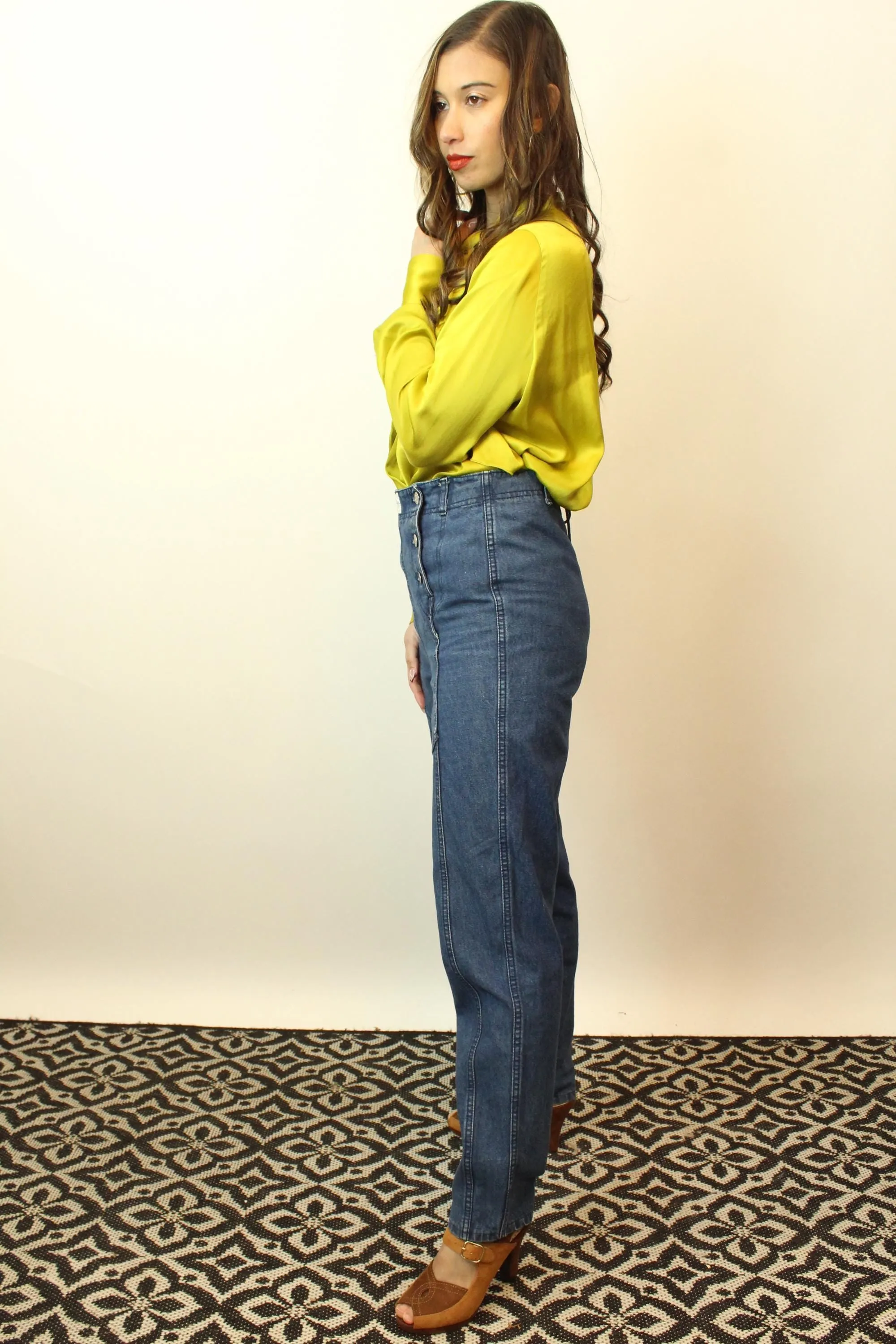 1970s CHEMIN DE FER lace up sailor jeans denim 30" waist | new fall winter