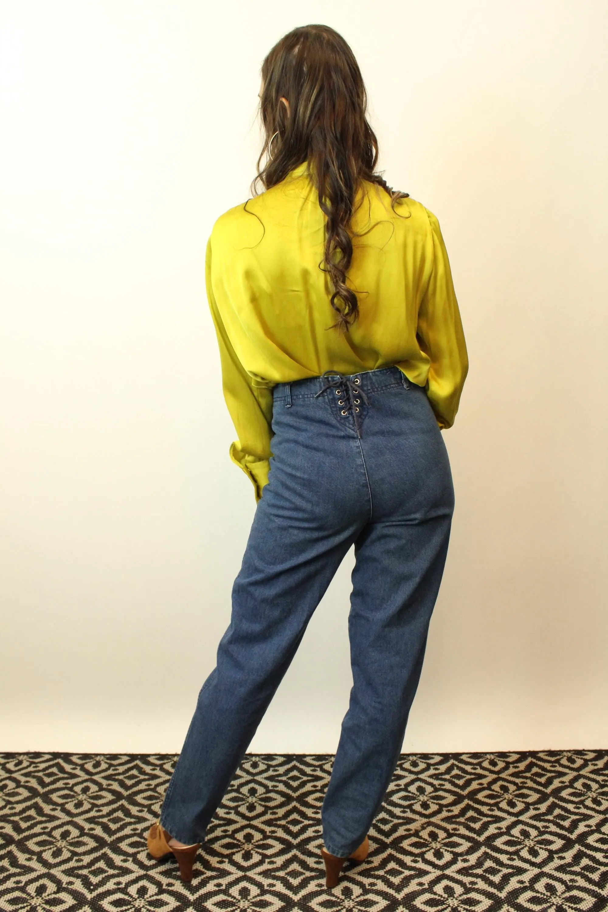 1970s CHEMIN DE FER lace up sailor jeans denim 30" waist | new fall winter