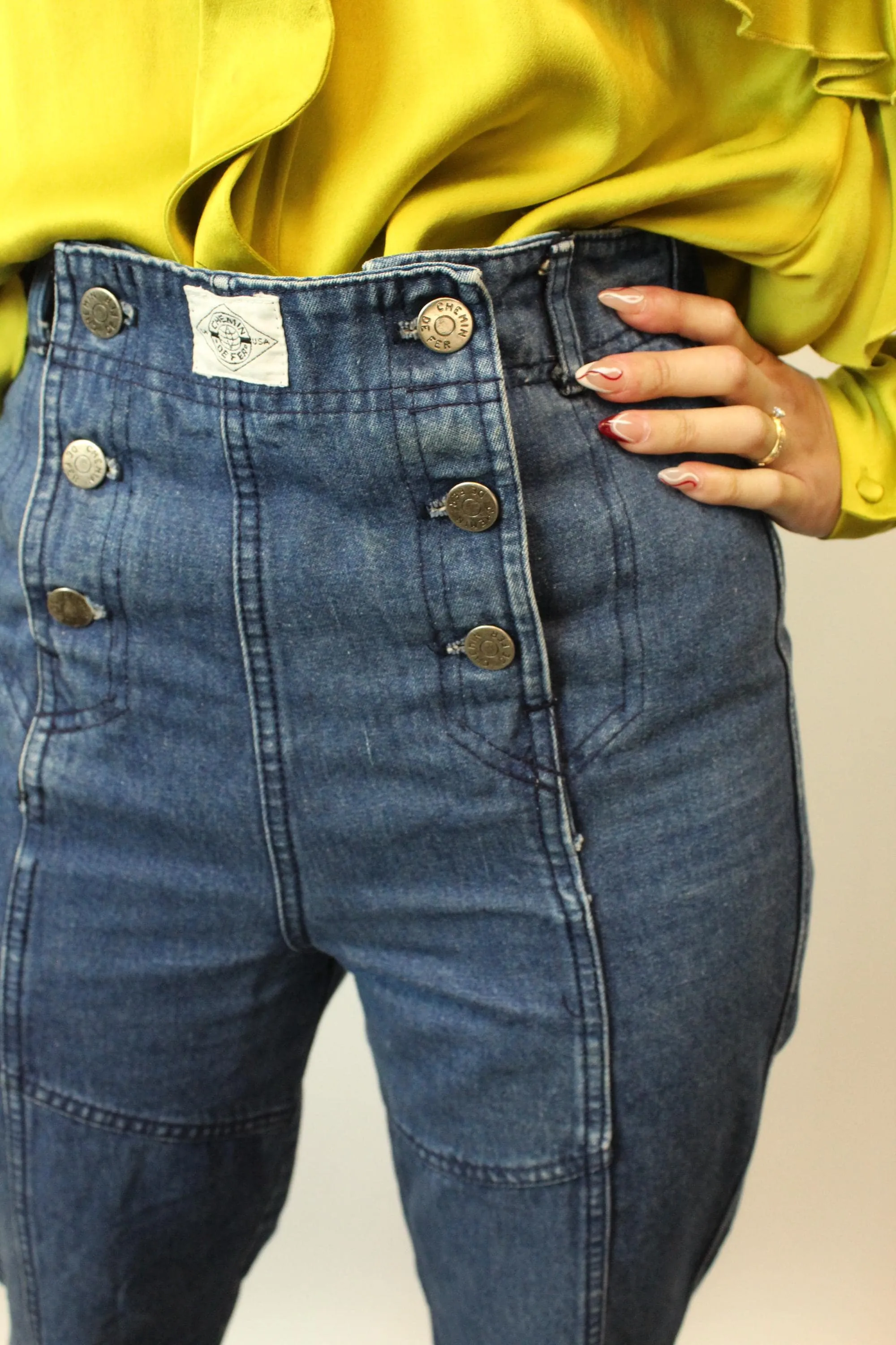 1970s CHEMIN DE FER lace up sailor jeans denim 30" waist | new fall winter