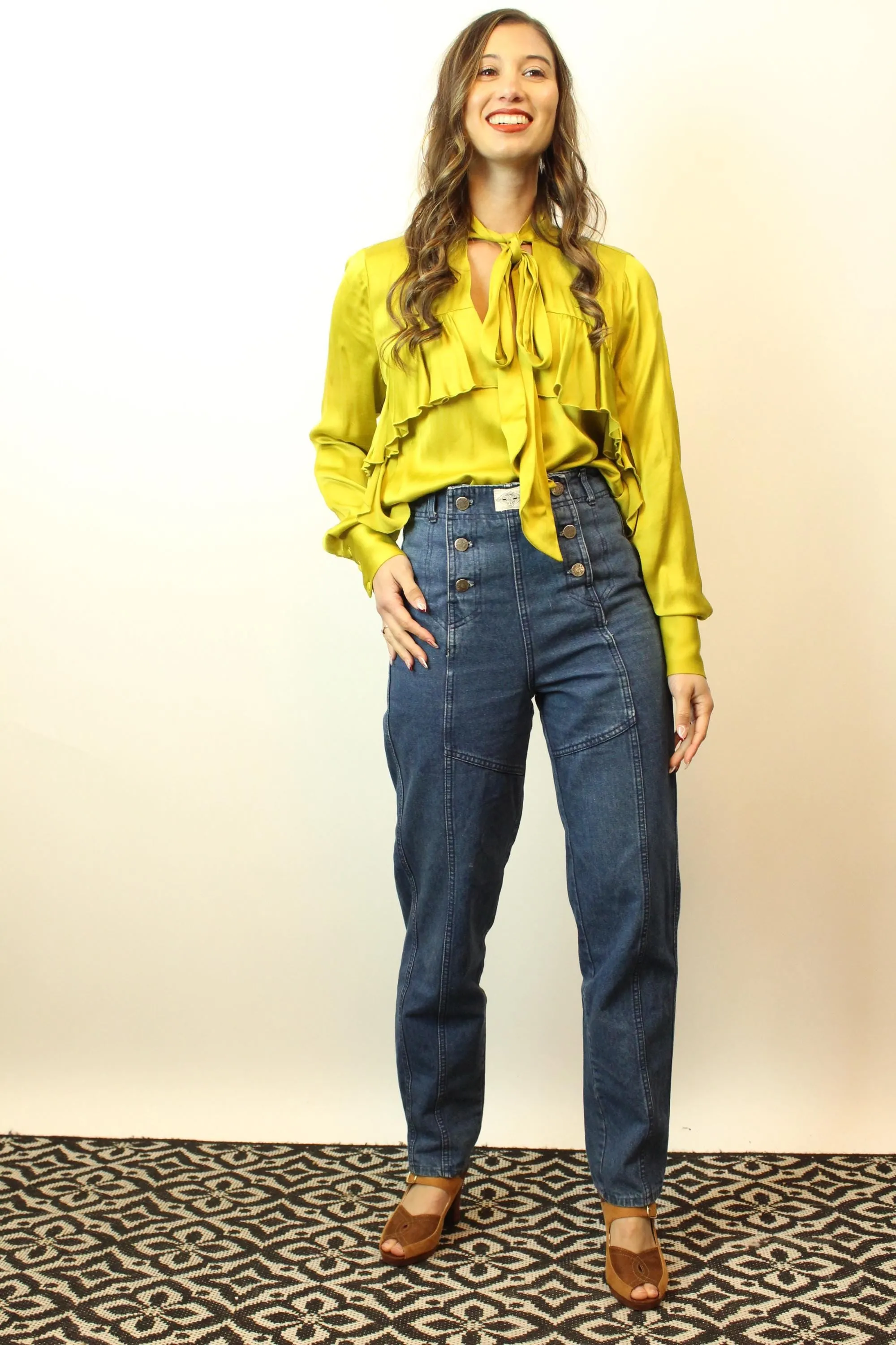1970s CHEMIN DE FER lace up sailor jeans denim 30" waist | new fall winter