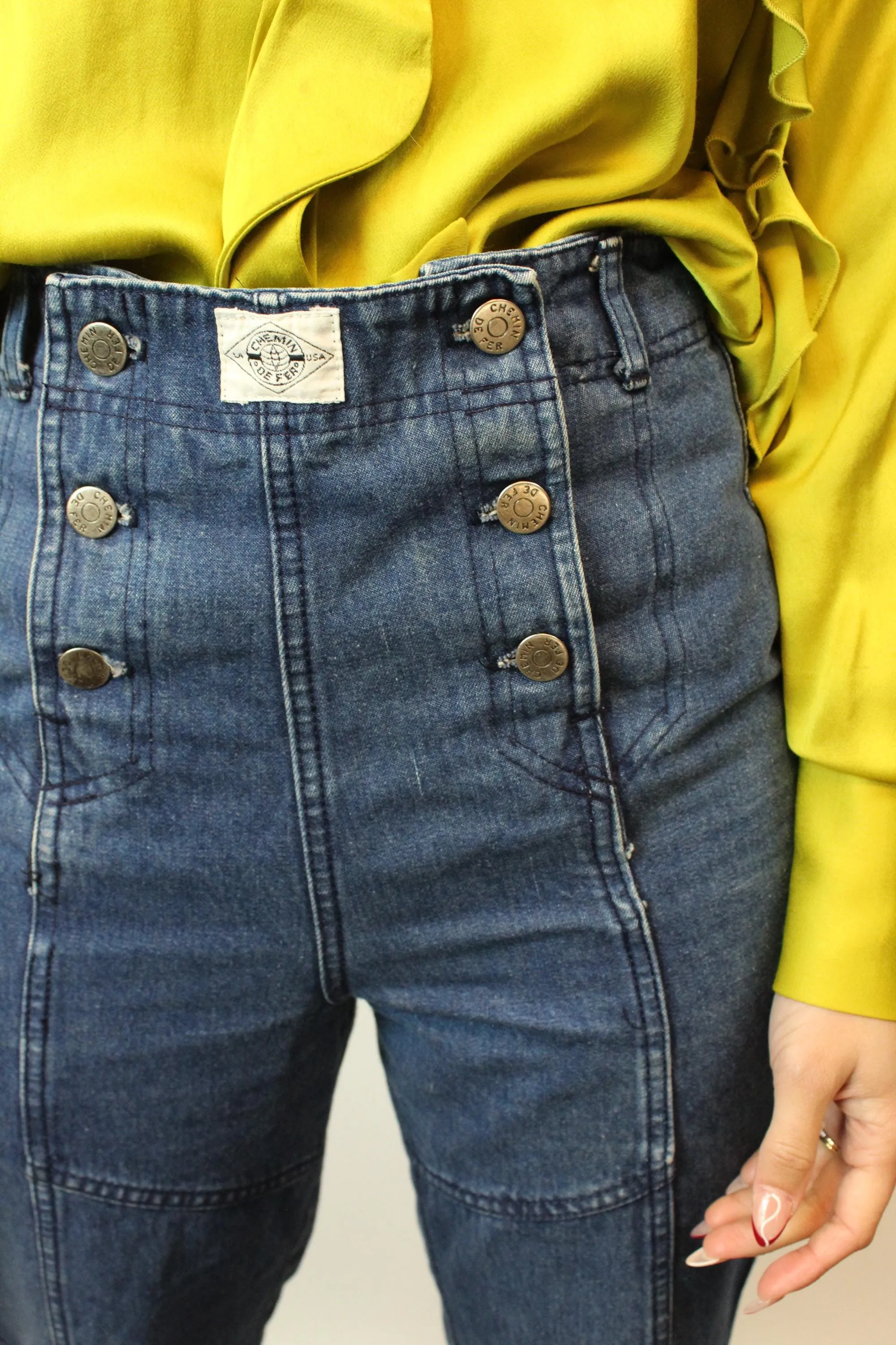 1970s CHEMIN DE FER lace up sailor jeans denim 30" waist | new fall winter