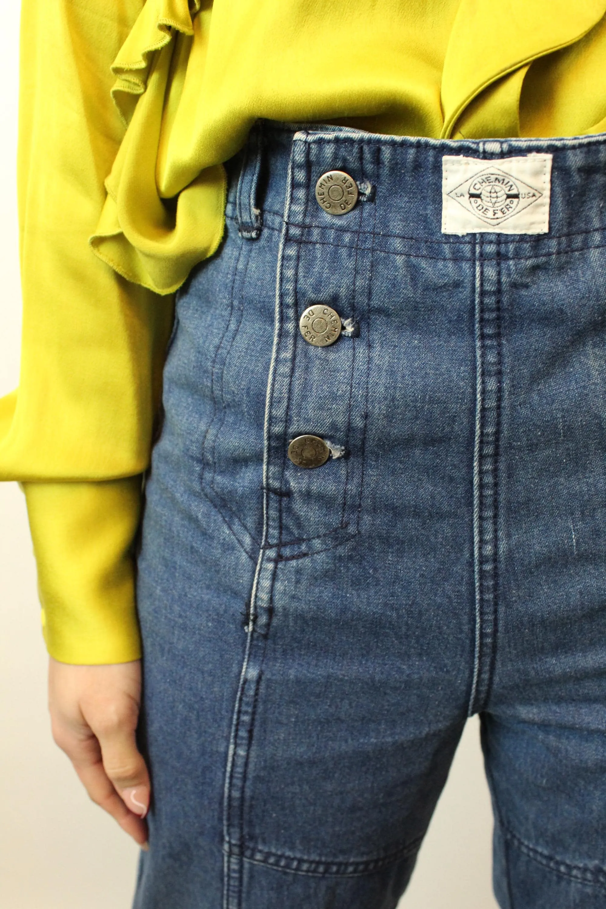 1970s CHEMIN DE FER lace up sailor jeans denim 30" waist | new fall winter