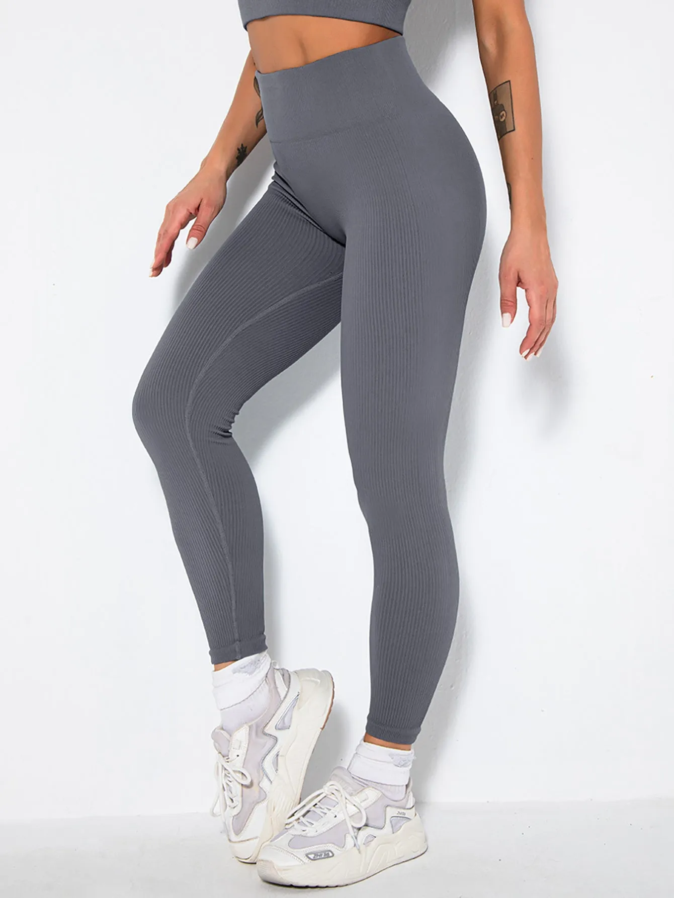 2-Pack Women's Seamless Ribbed Yoga Pants – Soft, Slimming, High-Waisted Gym Leggings for Fitness & Sport