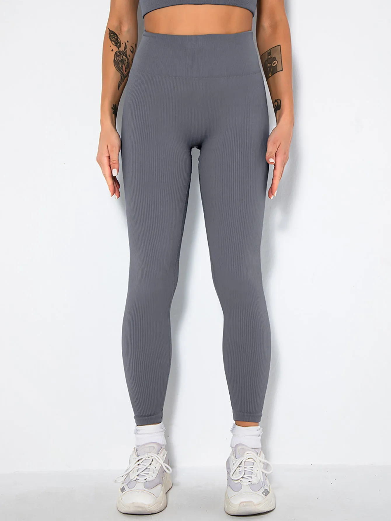 2-Pack Women's Seamless Ribbed Yoga Pants – Soft, Slimming, High-Waisted Gym Leggings for Fitness & Sport