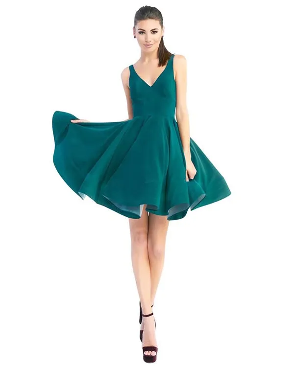 2019 Black Satin Homecoming Dresses V-Neck Sexy Short Cocktail Dress