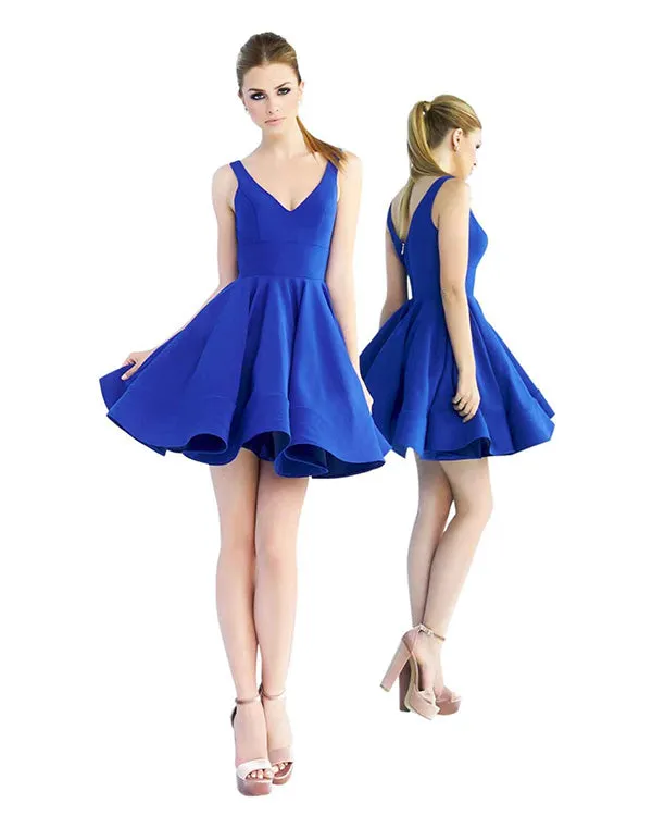 2019 Black Satin Homecoming Dresses V-Neck Sexy Short Cocktail Dress