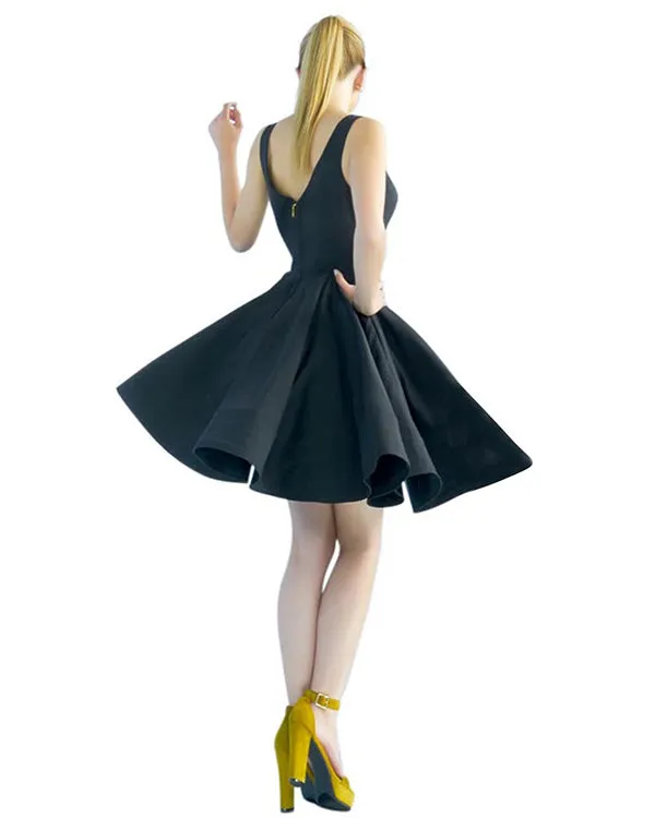 2019 Black Satin Homecoming Dresses V-Neck Sexy Short Cocktail Dress