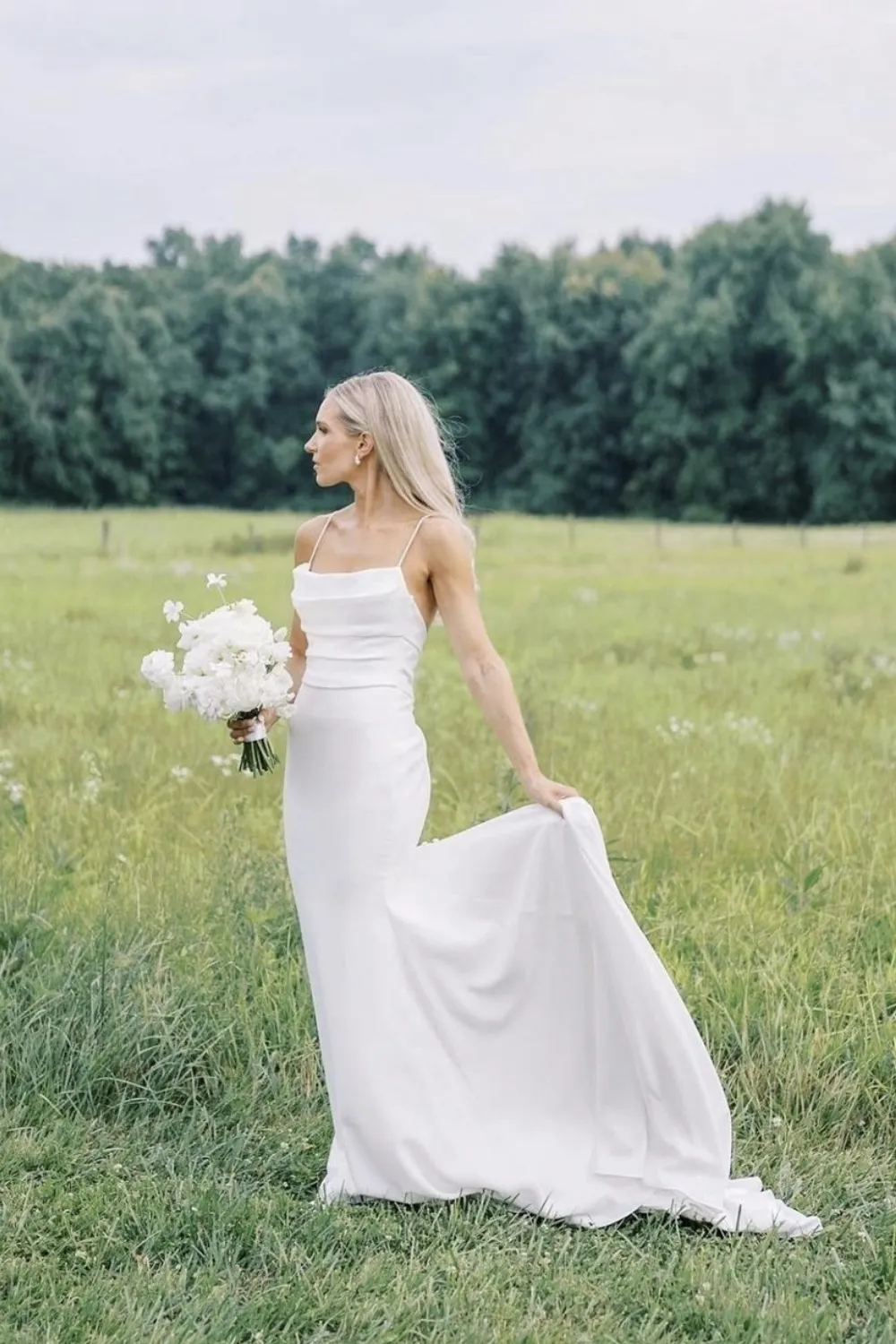 2023 Simple Goddess Wedding Dress with Ruched Bodice