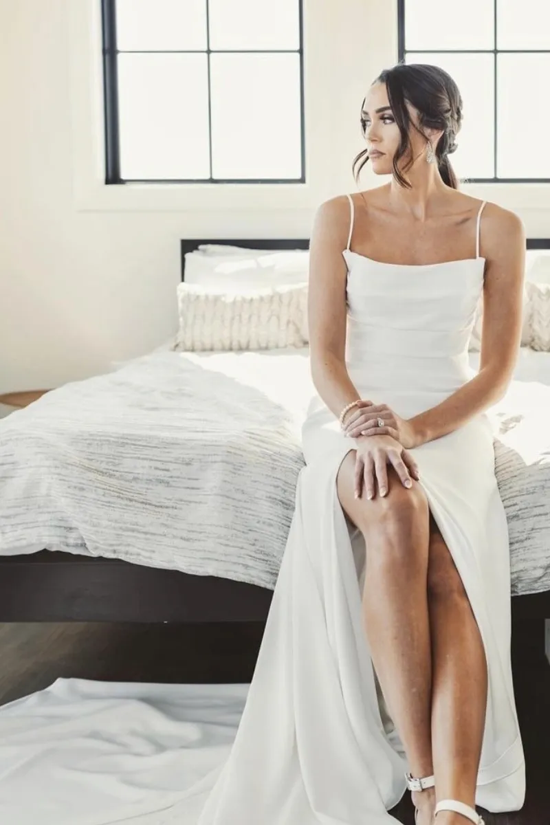 2023 Simple Goddess Wedding Dress with Ruched Bodice