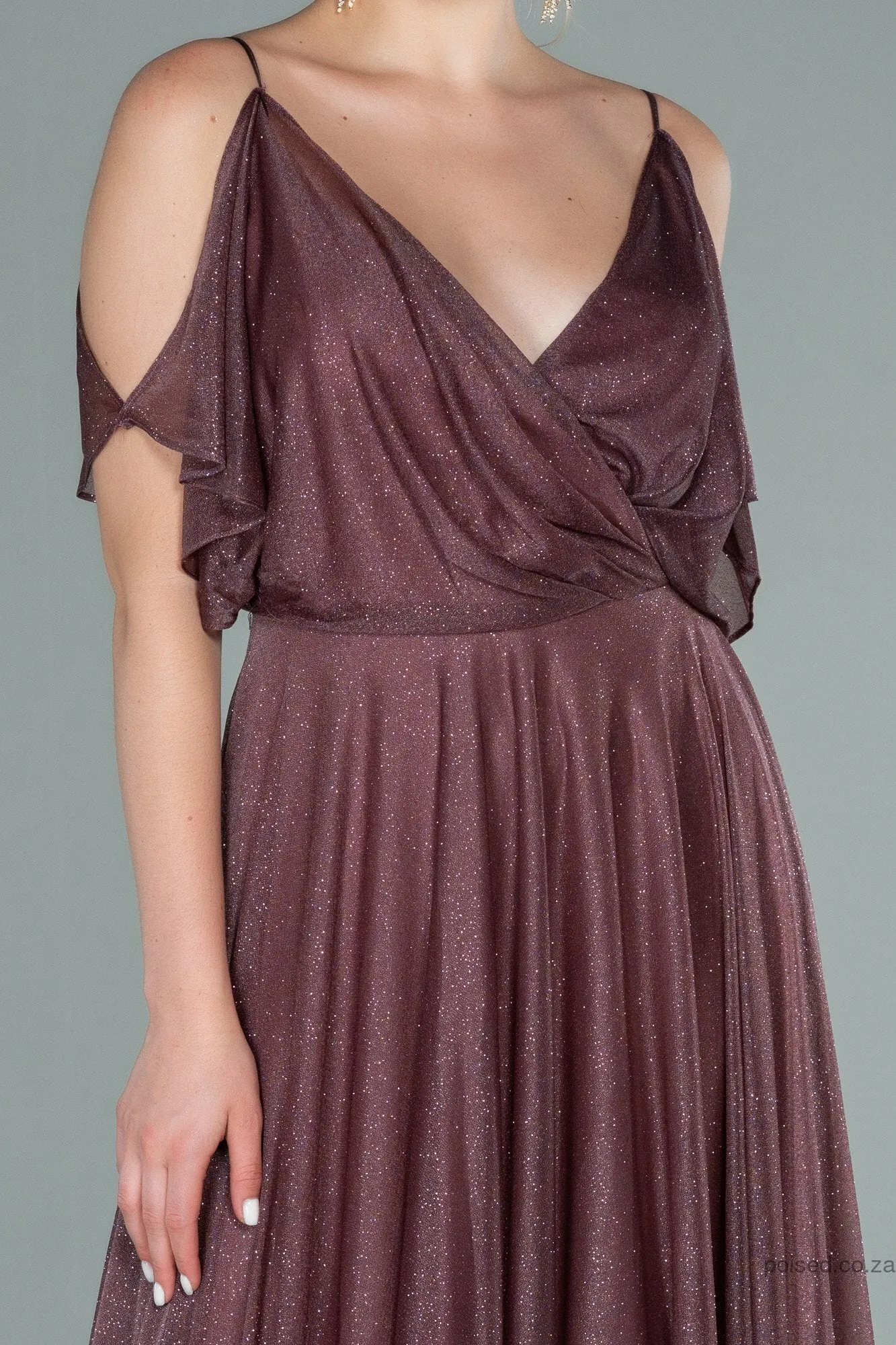 29929 Dusty Rose Cold Shoulder Shimmer Tulle Dress