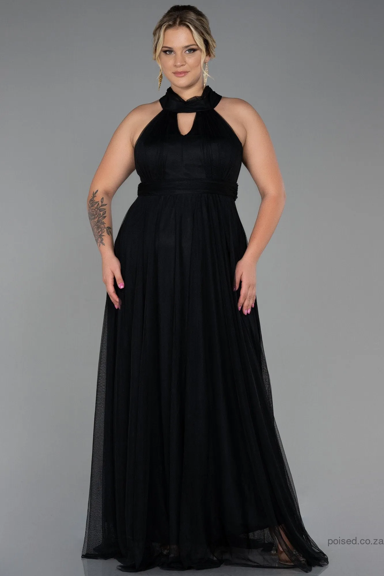 30190 Black Halterneck Tulle Dress
