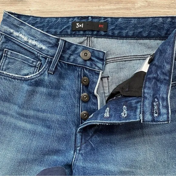 3X1 Higher Ground Boyfriend Crop Jean in Rushmore Straight Distressed Revolve 24