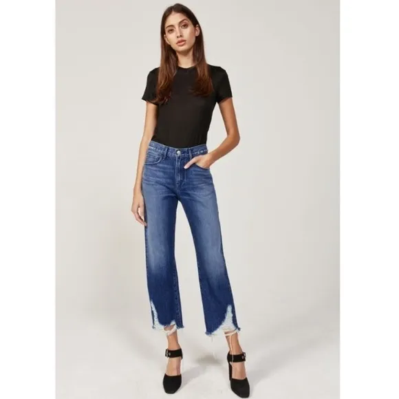 3X1 Higher Ground Boyfriend Crop Jean in Rushmore Straight Distressed Revolve 24