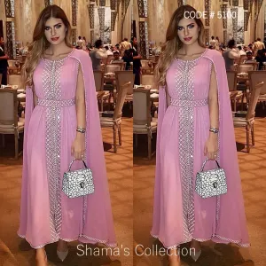 5100 Pink Cape Kurti With Pants outfit set