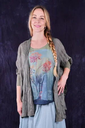 5253 Linen Cardi Caper-U