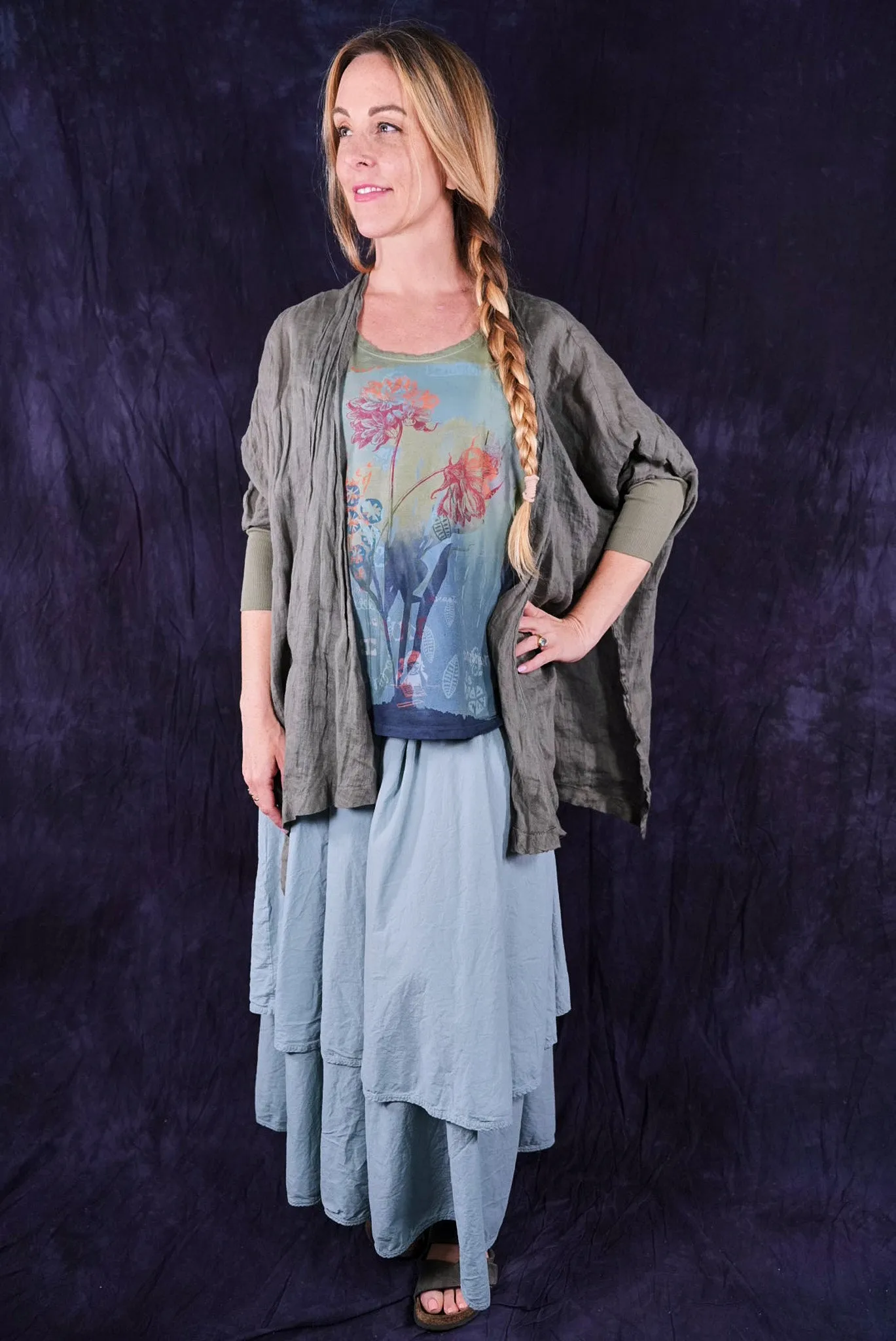 5253 Linen Cardi Caper-U