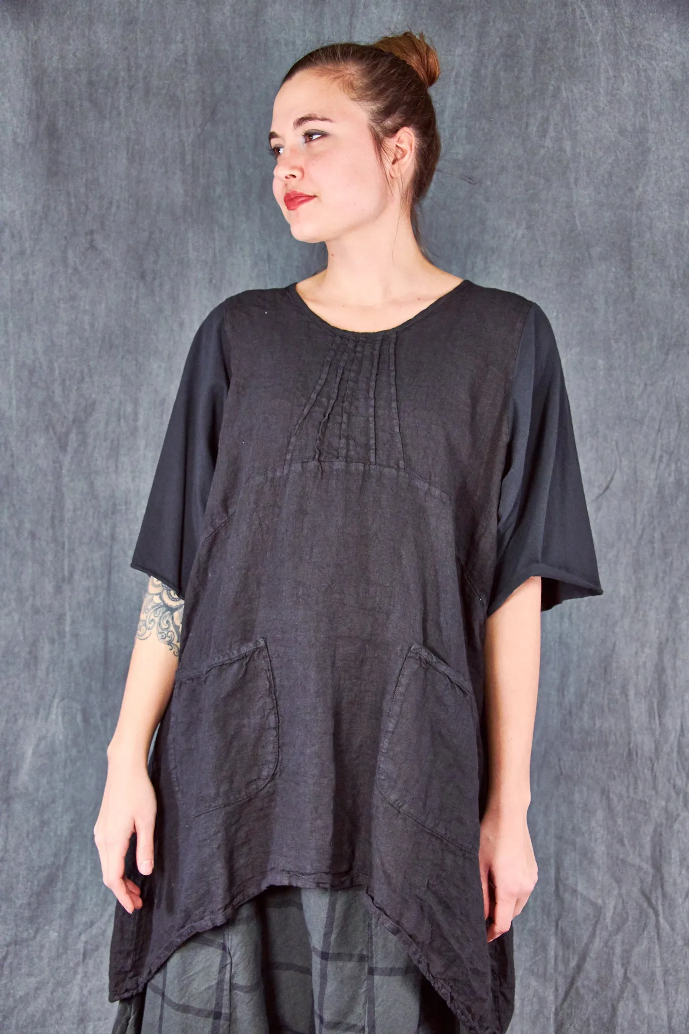 7203 Milkmaid Dress-Noir-U