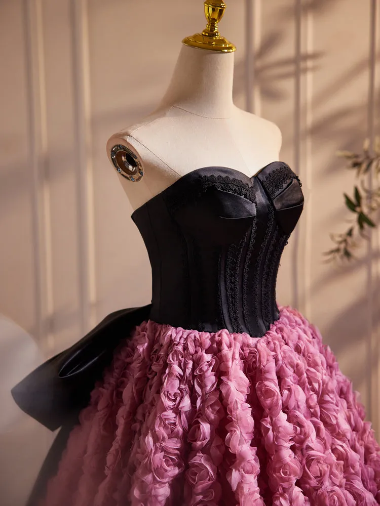 A Line Bow Tie Hepburn Style Flower Long Prom Dresses