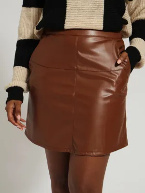 A-Line Pu Mini Skirt - Rich Cocoa
