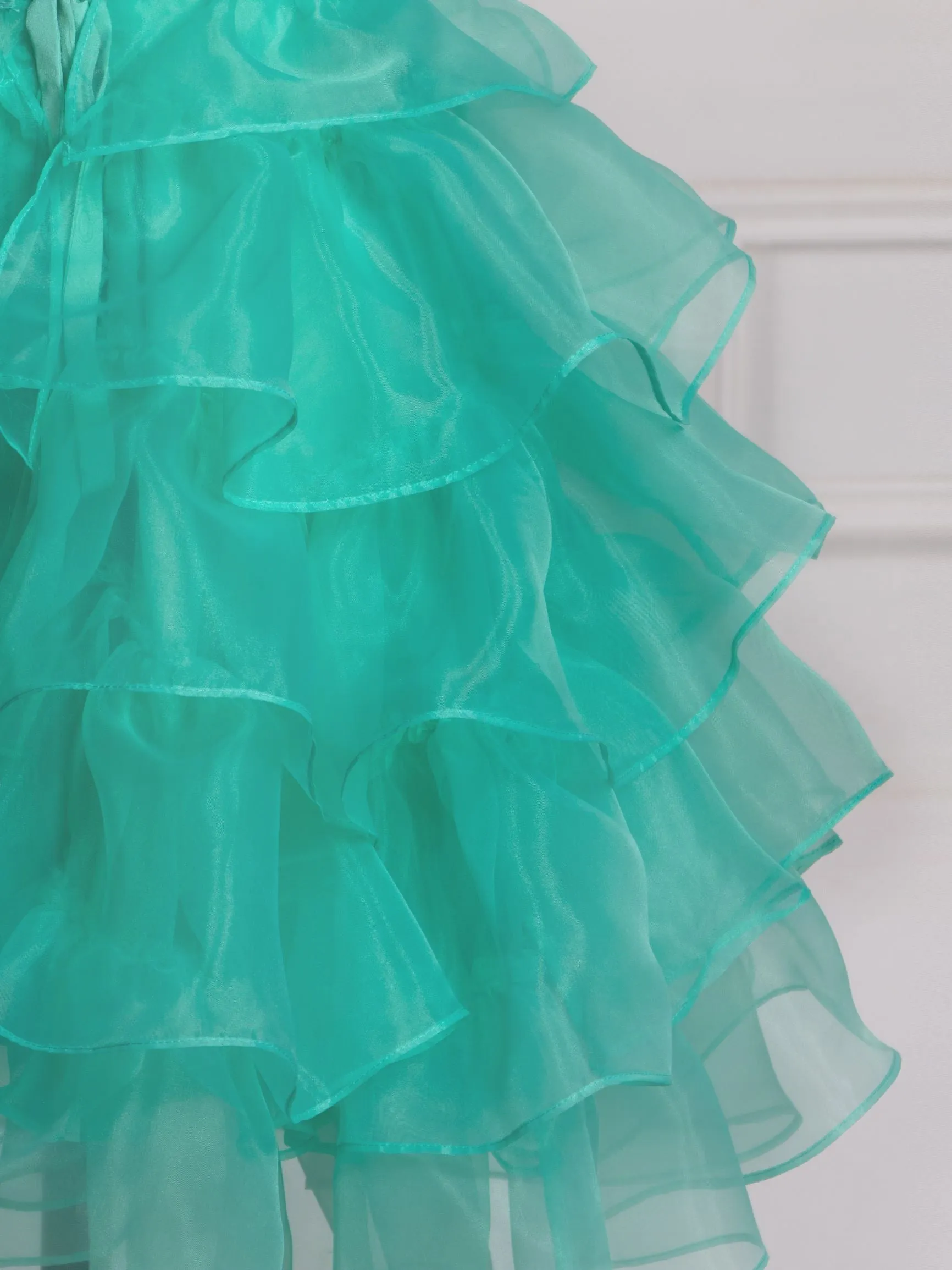 A Line Solid Color Short Midi Party Dress Elegant Tiered Ruffles Cocktail-dresses YW243153