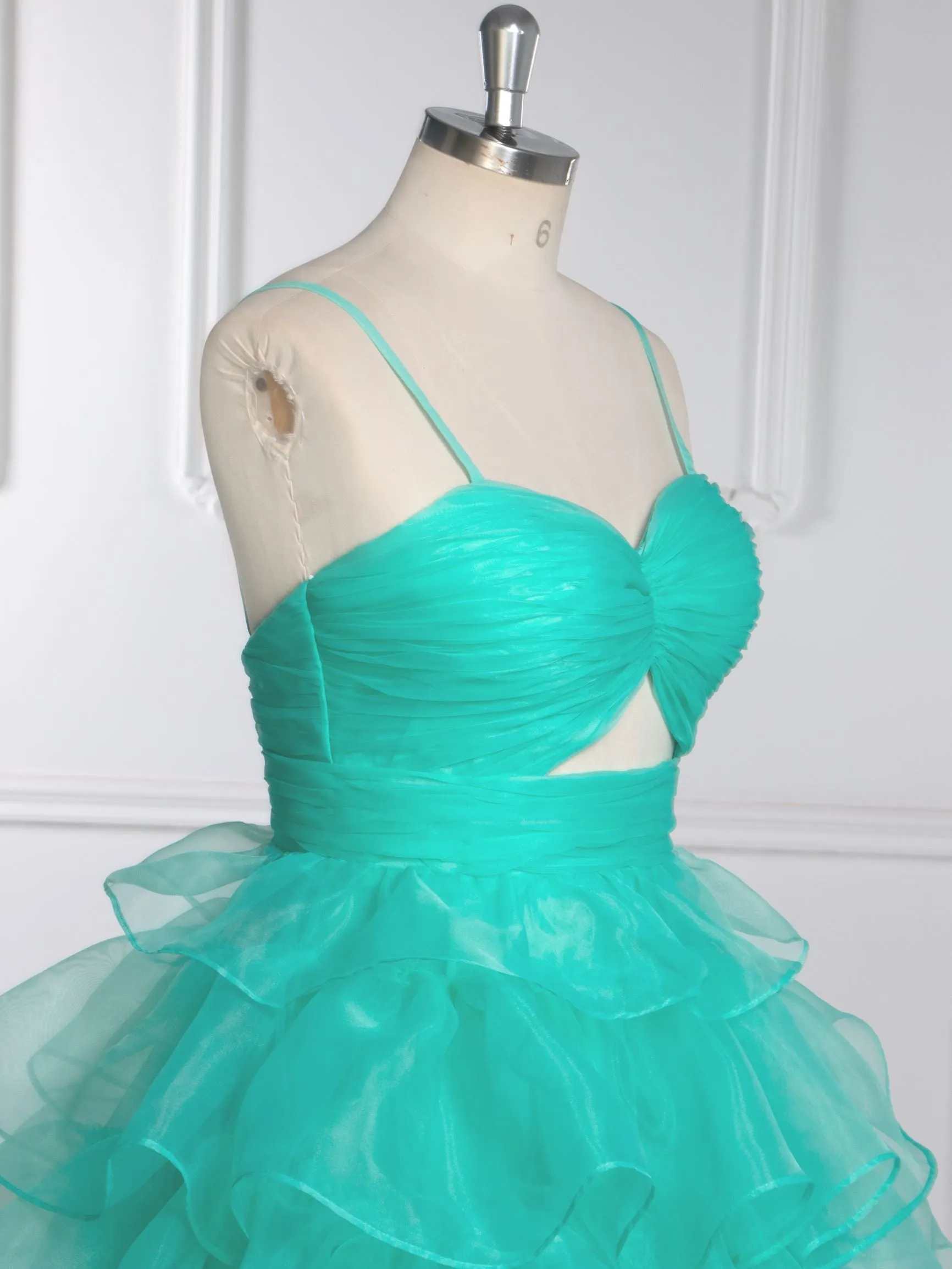 A Line Solid Color Short Midi Party Dress Elegant Tiered Ruffles Cocktail-dresses YW243153