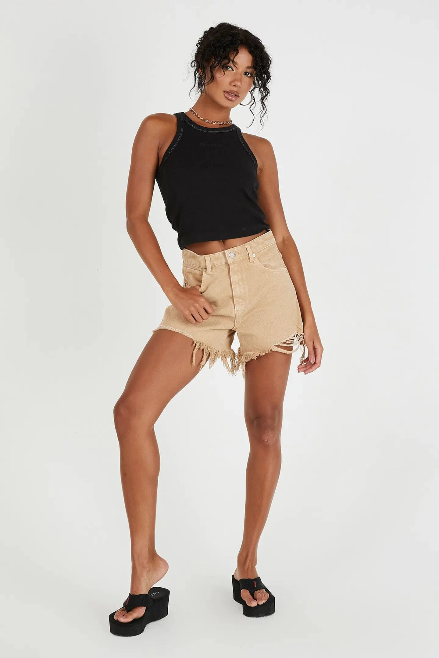 A Venice Short Stoned Khaki Rip