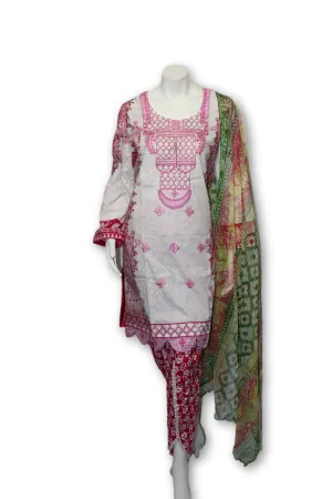 A10 Pakistani Indian Fine Design 3 Pcs Embroidered  Lawn Suit