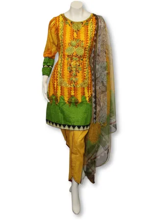 A28 Pakistani Indian Fine Design 3 Pcs Embroidered  Lawn Suit