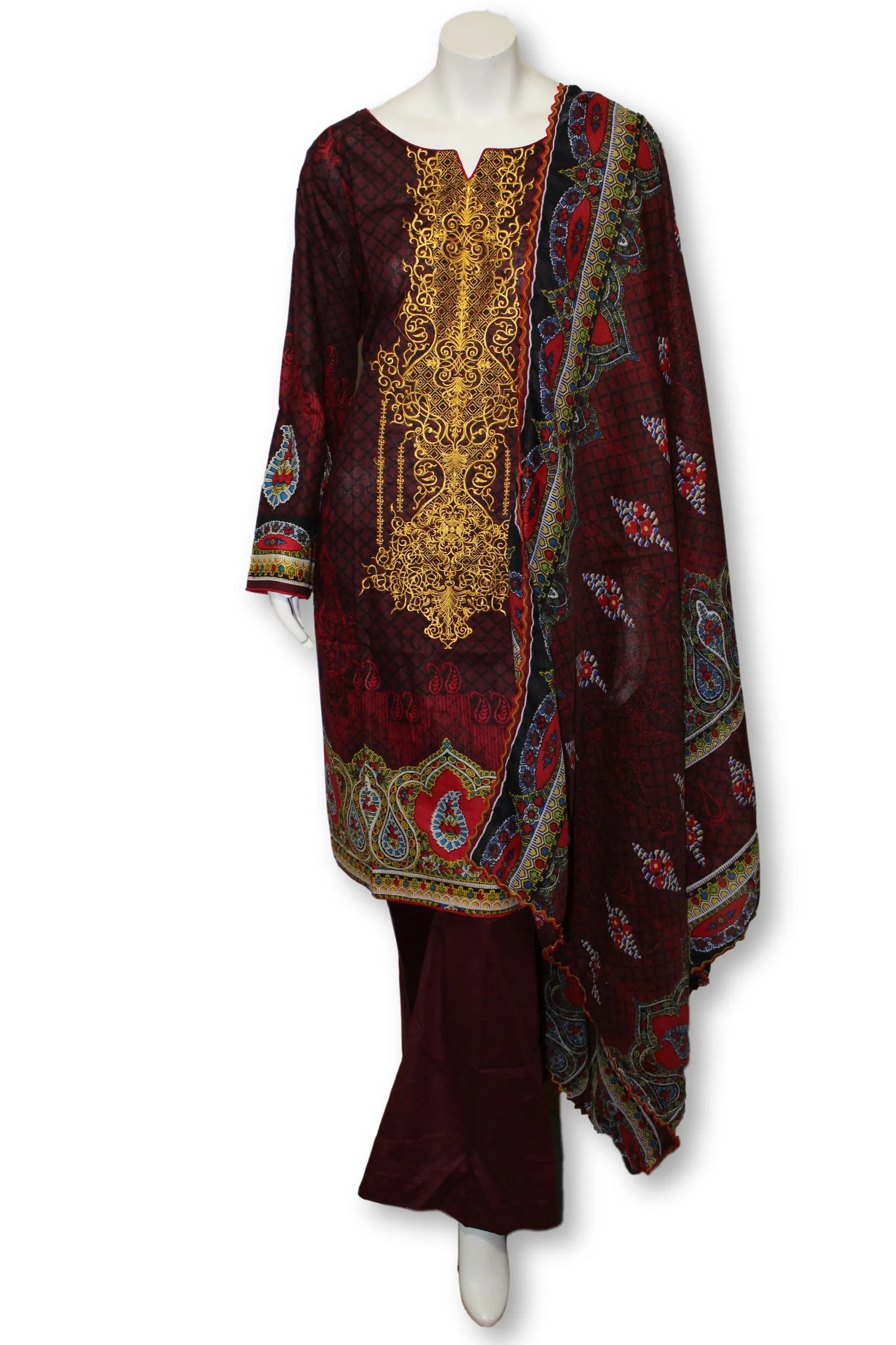 A31 Pakistani Indian Fine Design 3 Pcs Embroidered  Lawn Suit