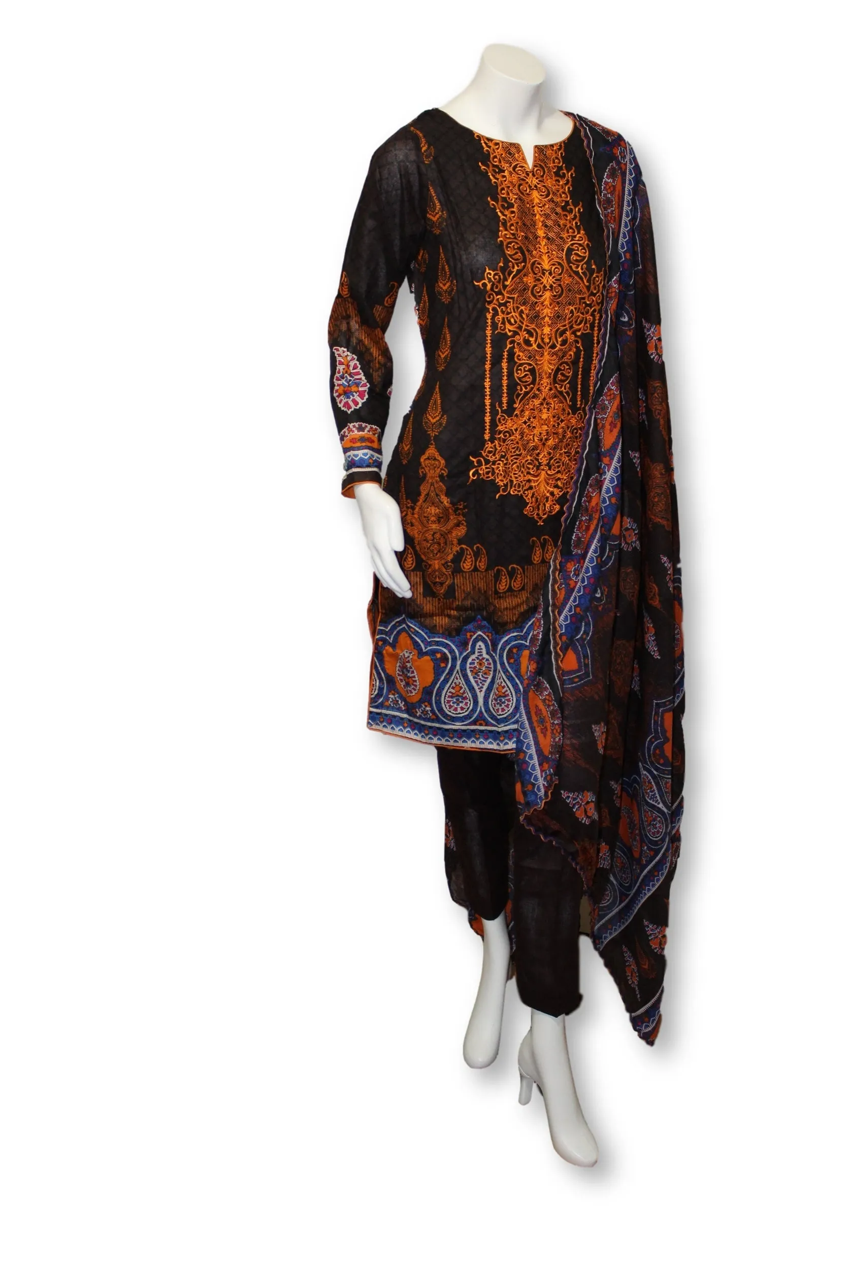 A31 Pakistani Indian Fine Design 3 Pcs Embroidered  Lawn Suit