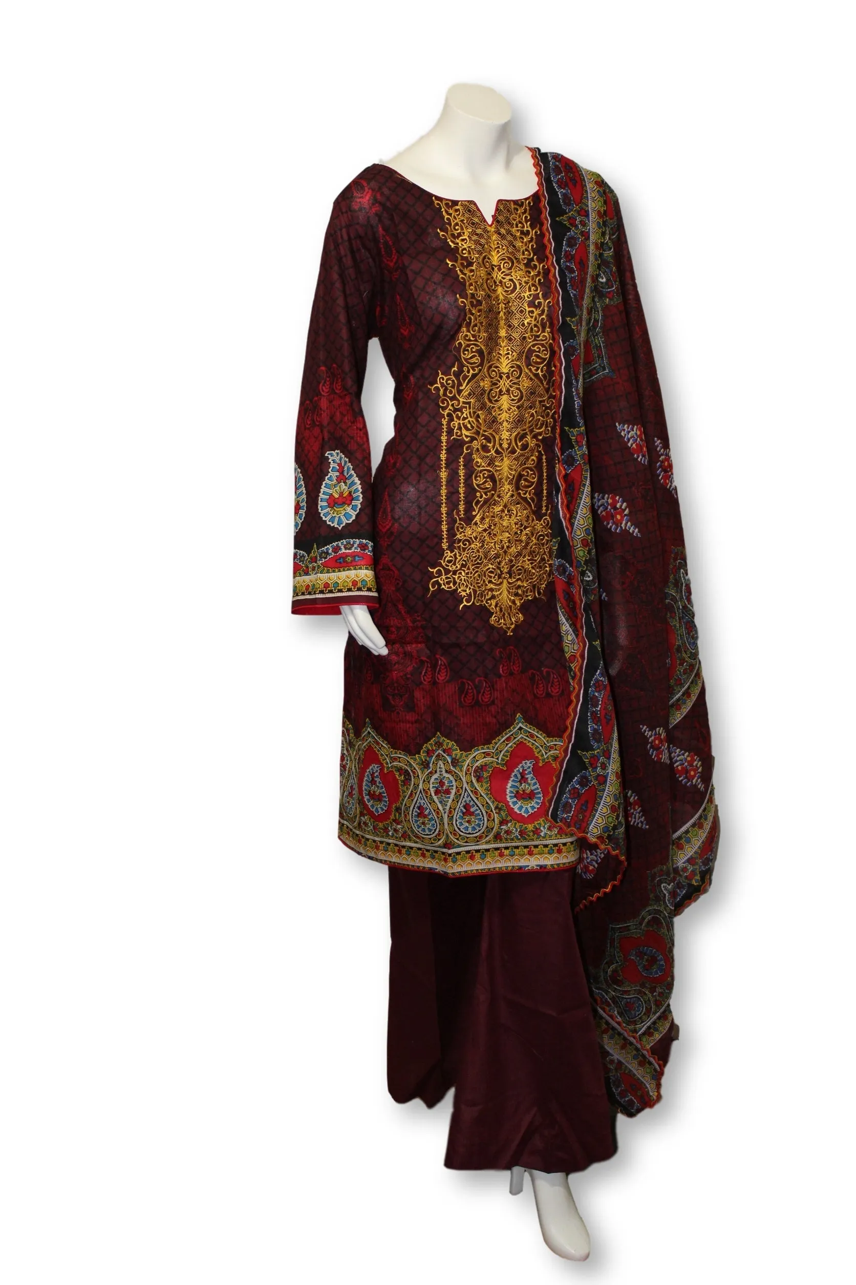A31 Pakistani Indian Fine Design 3 Pcs Embroidered  Lawn Suit