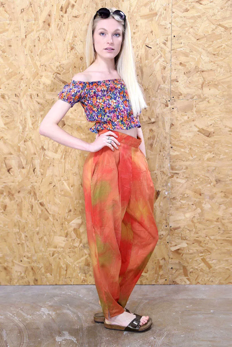 Abstract Burnt Orange High Waisted Trousers