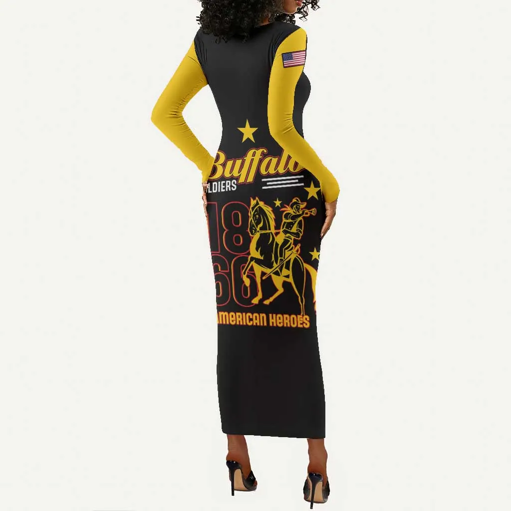 Afro-Americans Buffalo Soldiers Long Sleeve Bodycon Dress 9th and 10th Cavalry Regiment LT15