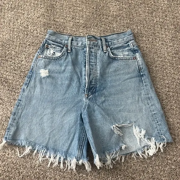 AGOLDE Stella high rise baggy denim shorts, size 23