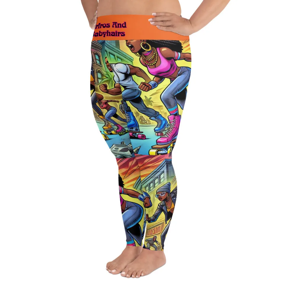 Airfros And Babyhairs Super Heros on Skates Pink Plus Size Leggings