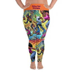 Airfros And Babyhairs Super Heros on Skates Pink Plus Size Leggings