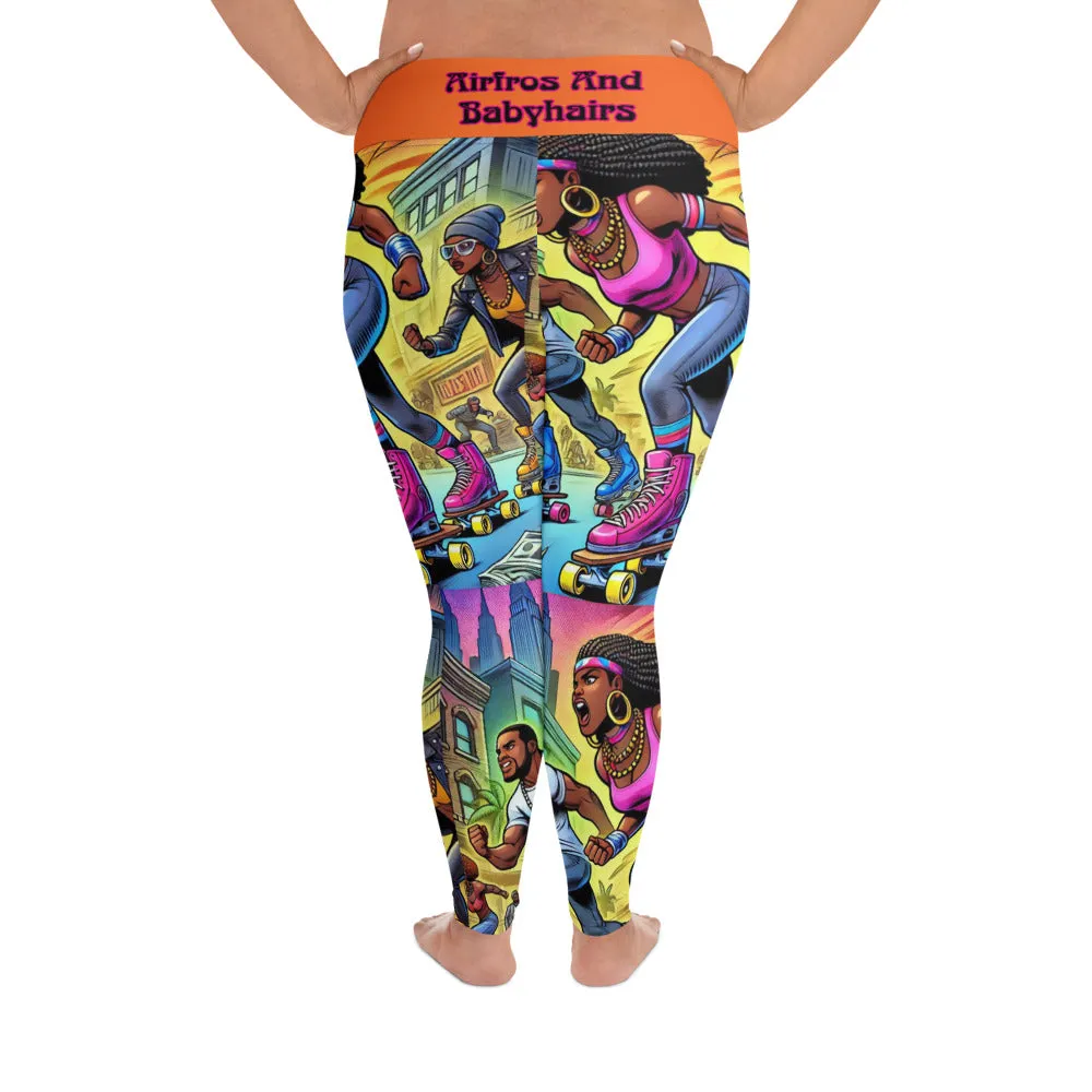 Airfros And Babyhairs Super Heros on Skates Pink Plus Size Leggings