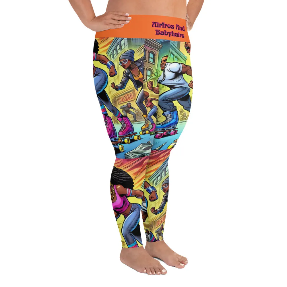 Airfros And Babyhairs Super Heros on Skates Pink Plus Size Leggings