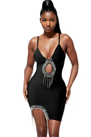 All Class- Black Bodycon Dress with Sequin Accents