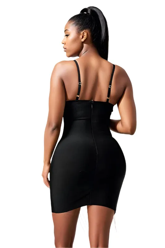 All Class- Black Bodycon Dress with Sequin Accents
