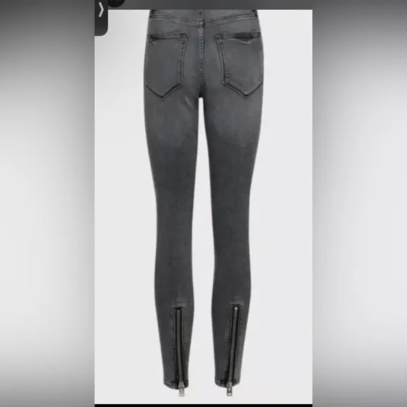 All Saints Miller Mid-Rise Skinny Jeans Vintage Black Gray Zipper Ankle Jean
