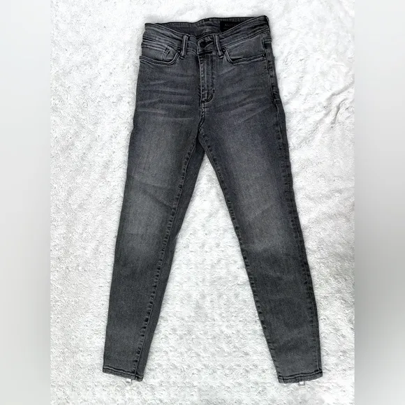 All Saints Miller Mid-Rise Skinny Jeans Vintage Black Gray Zipper Ankle Jean