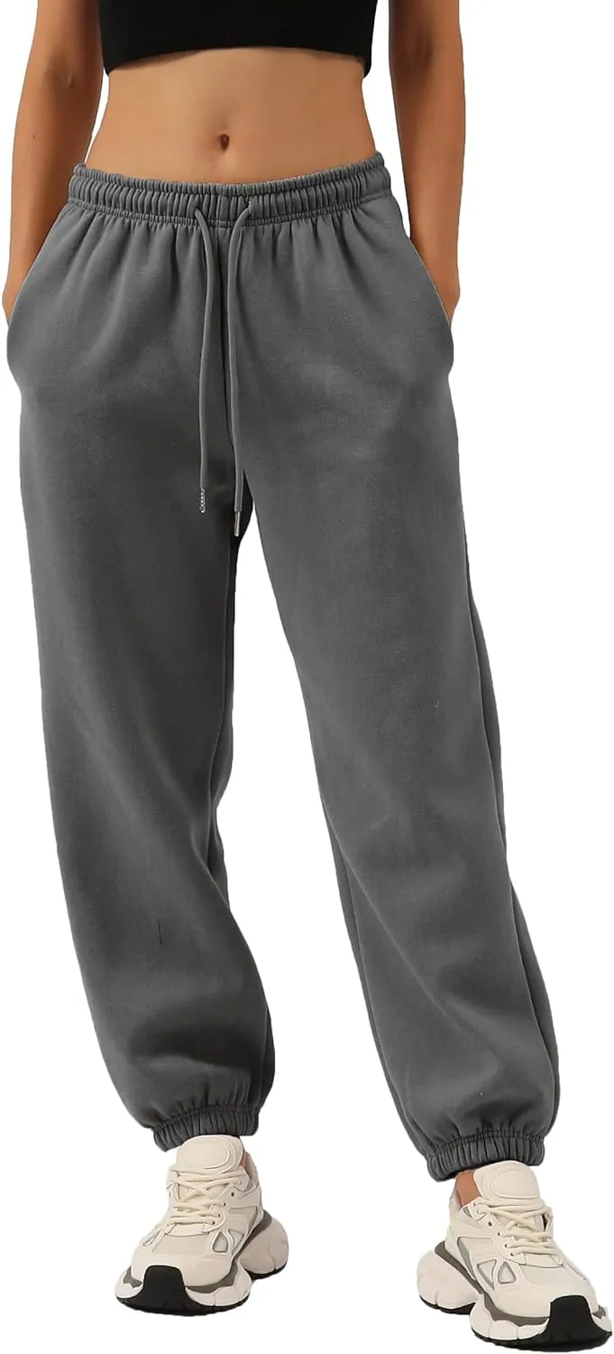 Amazhiyu Womens Fleece High Waisted Sweatpants
