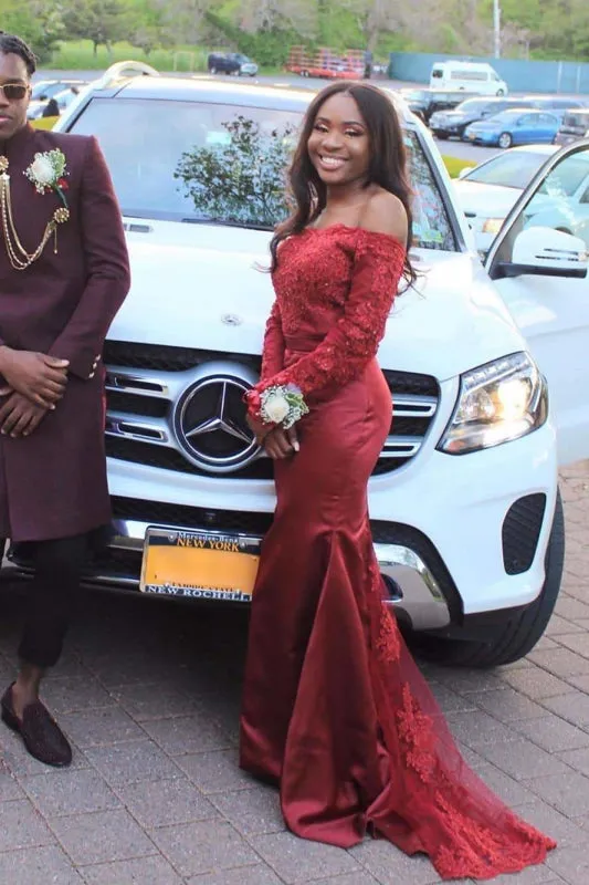 Amazing Bateau Long Sleeves Mermaid Floor Length Prom Gown